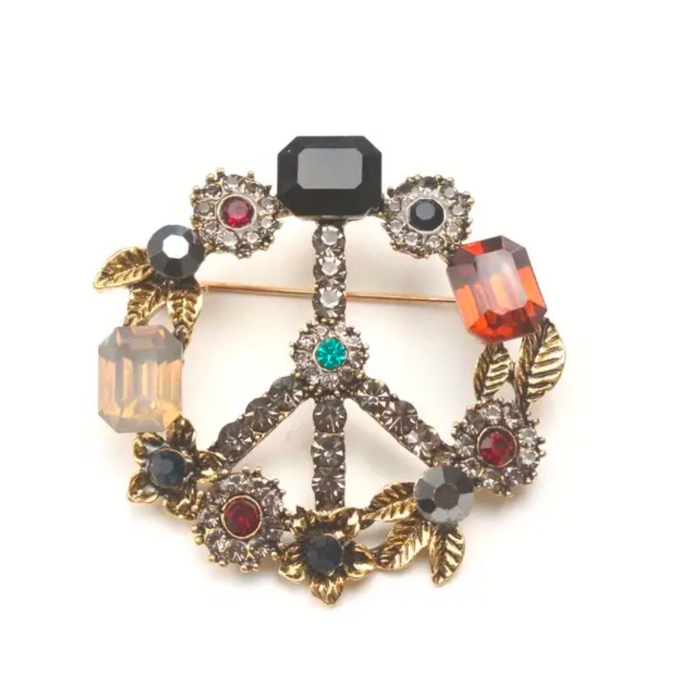 Multicolor Peace Sign Brooch Pin Boho Bohemian retro vintage hippie jewelry